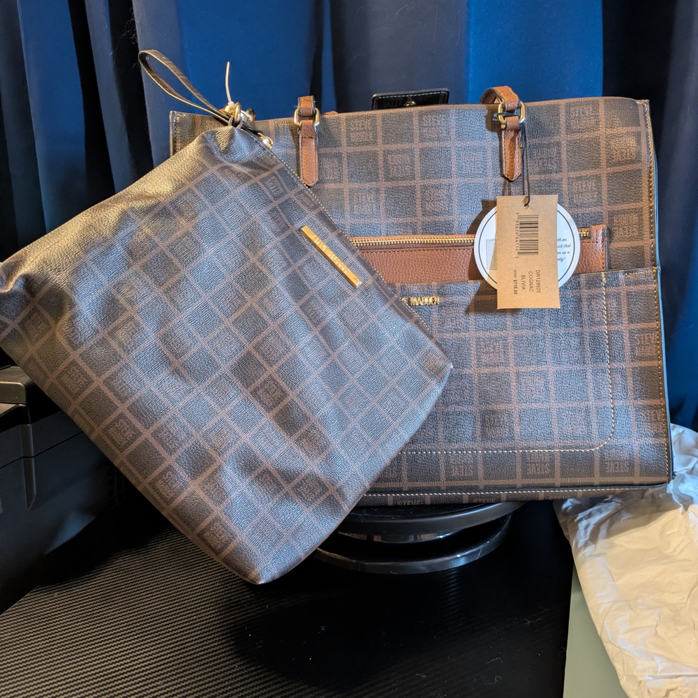 Steve Madden Brown Checkered Shoulder Bag Set